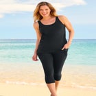 Longer-Length Scoop Neck Tankini Top image number null