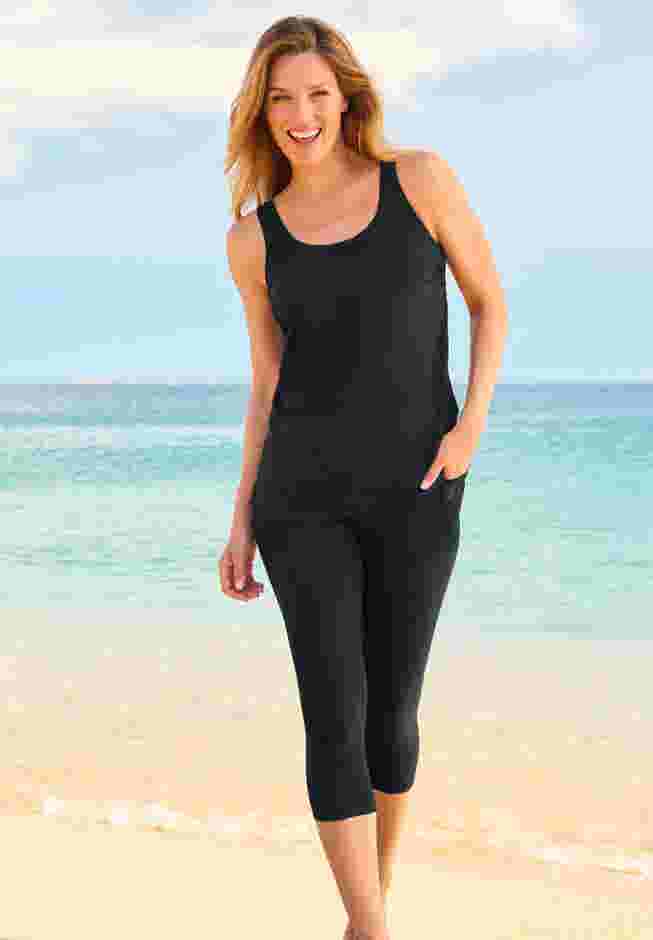 Longer-Length Scoop Neck Tankini Top image number 0