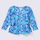 Split-Neck Long Sleeve Swim Tee with Built-In Bra image number null