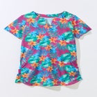 Split-Neck Short-Sleeve Swim Tee with Built-In Bra image number null