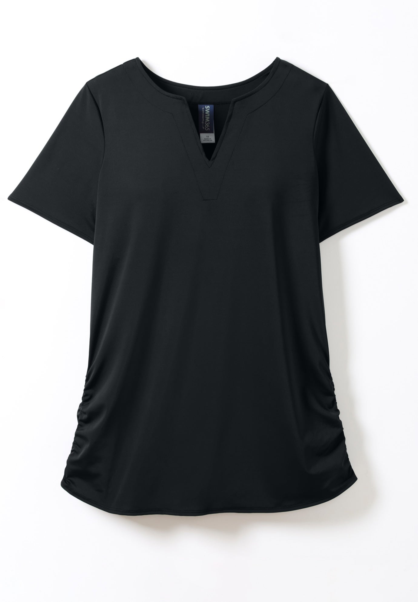 Split-Neck Short-Sleeve Swim Tee with Built-In Bra image number 4
