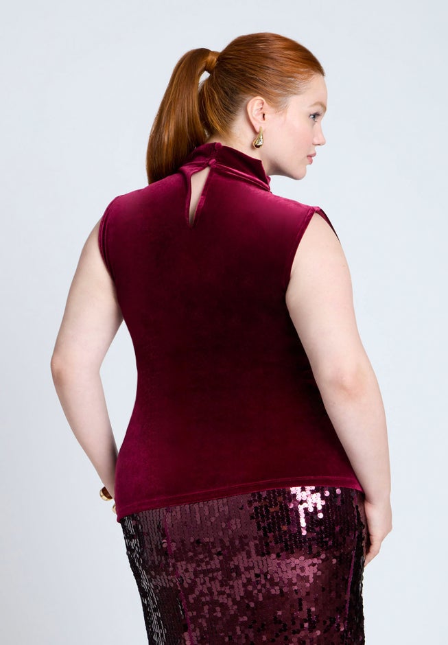 Funnel Neck Velvet Shell image number 1