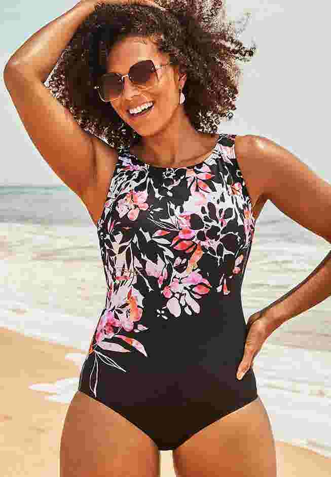 Chlorine Resistant High Neck One Piece Swimsuit image number 2