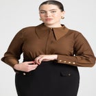 Pointed Collar Button Up Shirt image number null