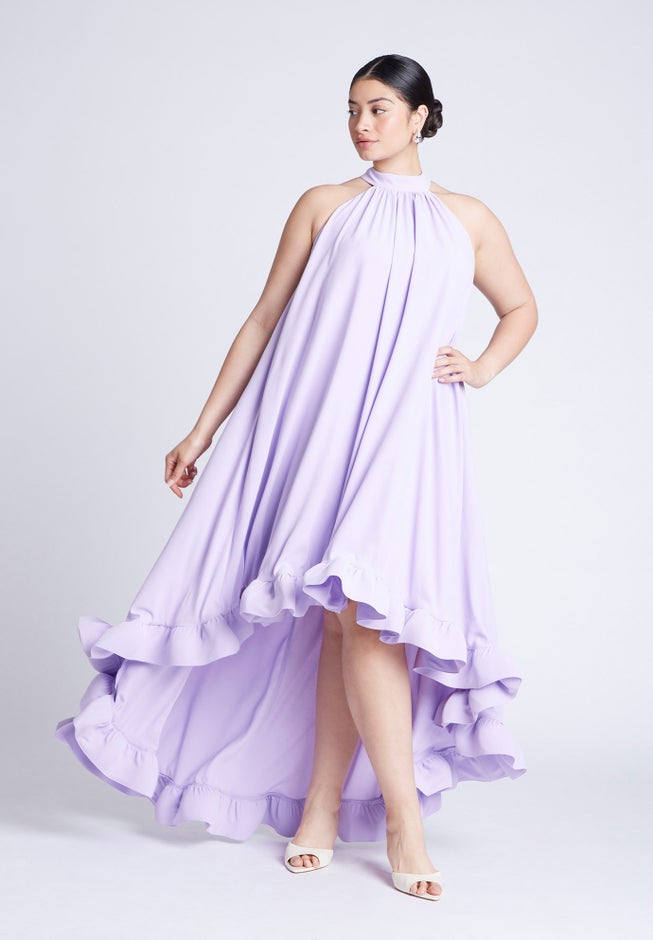 High Low Dramatic Ruffle Detail Dress image number null