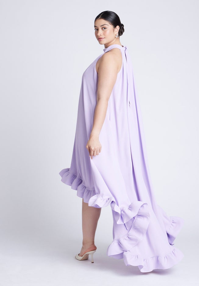 High Low Dramatic Ruffle Detail Dress image number null