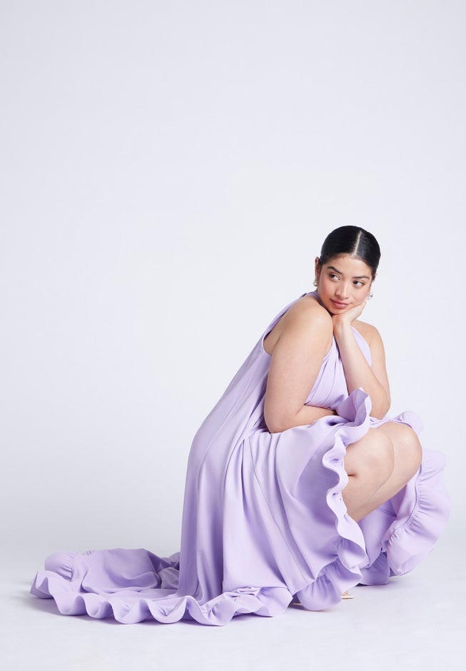 High Low Dramatic Ruffle Detail Dress image number null