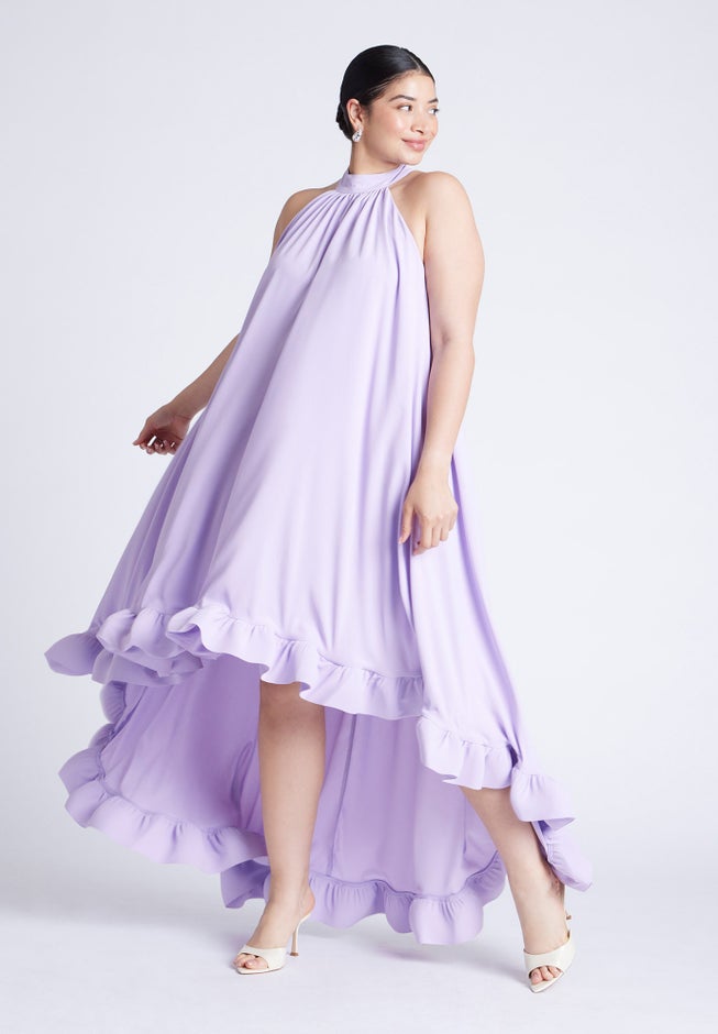 High Low Dramatic Ruffle Detail Dress image number null