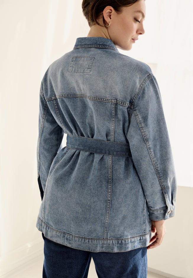 Belted Denim Jacket image number null