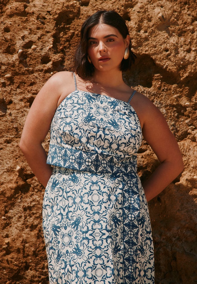Printed Cropped Tank Top image number null