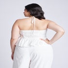 Shirred Halter Peplum Top image number null