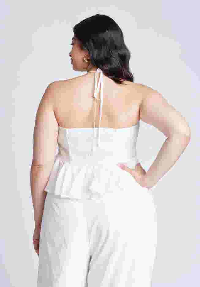 Shirred Halter Peplum Top image number 1
