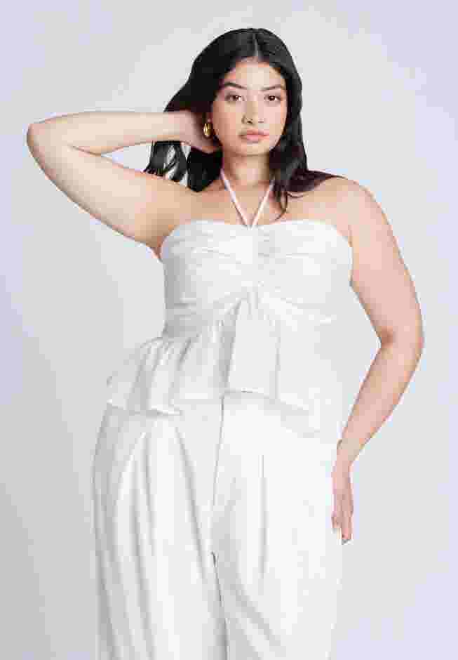 Shirred Halter Peplum Top image number 0