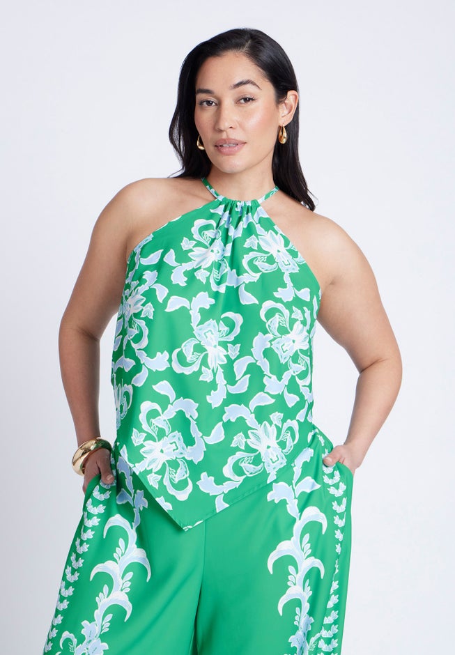 Printed Scarf Halter Top image number null