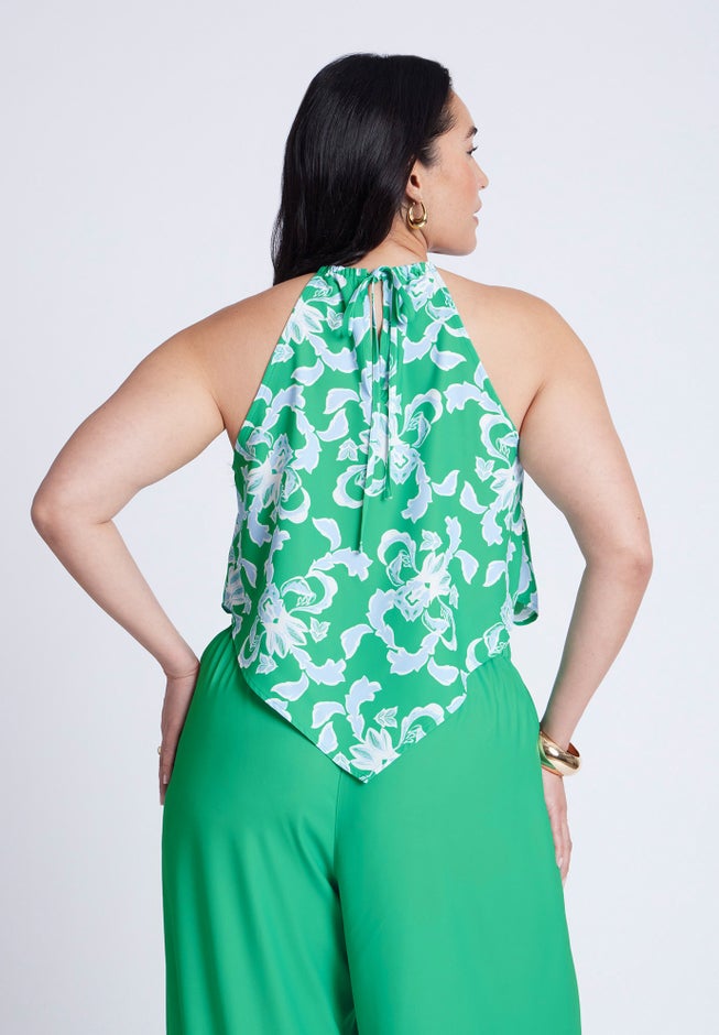 Printed Scarf Halter Top image number null