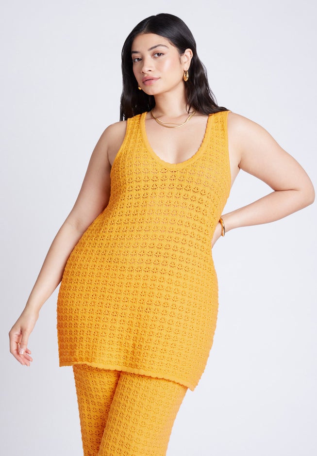 Racer Sweater Top With Scalloping image number 1