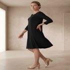 Stretch Knit Three-Quarter Sleeve T-shirt Dress image number 2