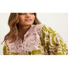 Lace-Trim Crinkle Blouse image number null