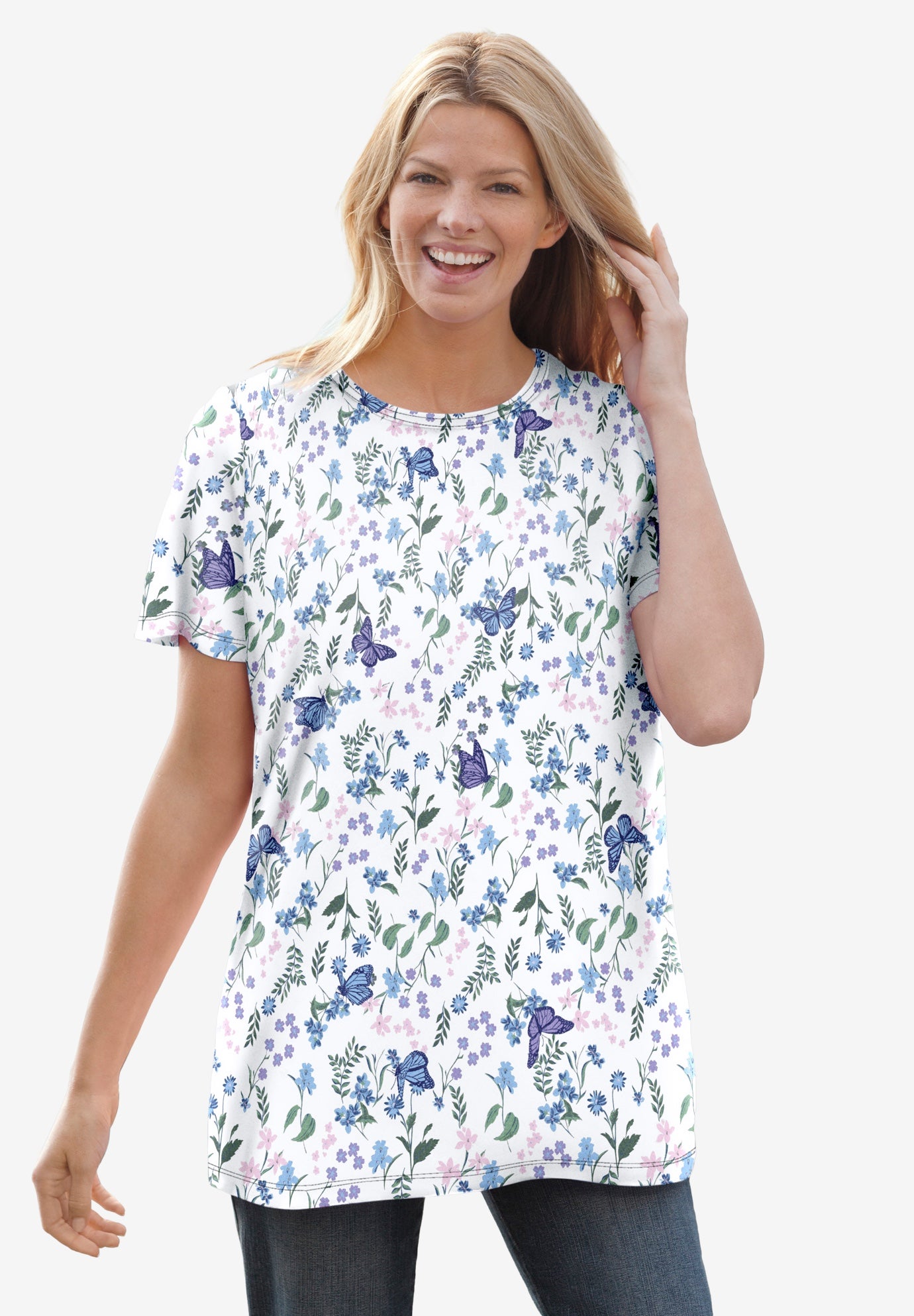 Perfect Printed Short-Sleeve Crewneck Tee image number 0