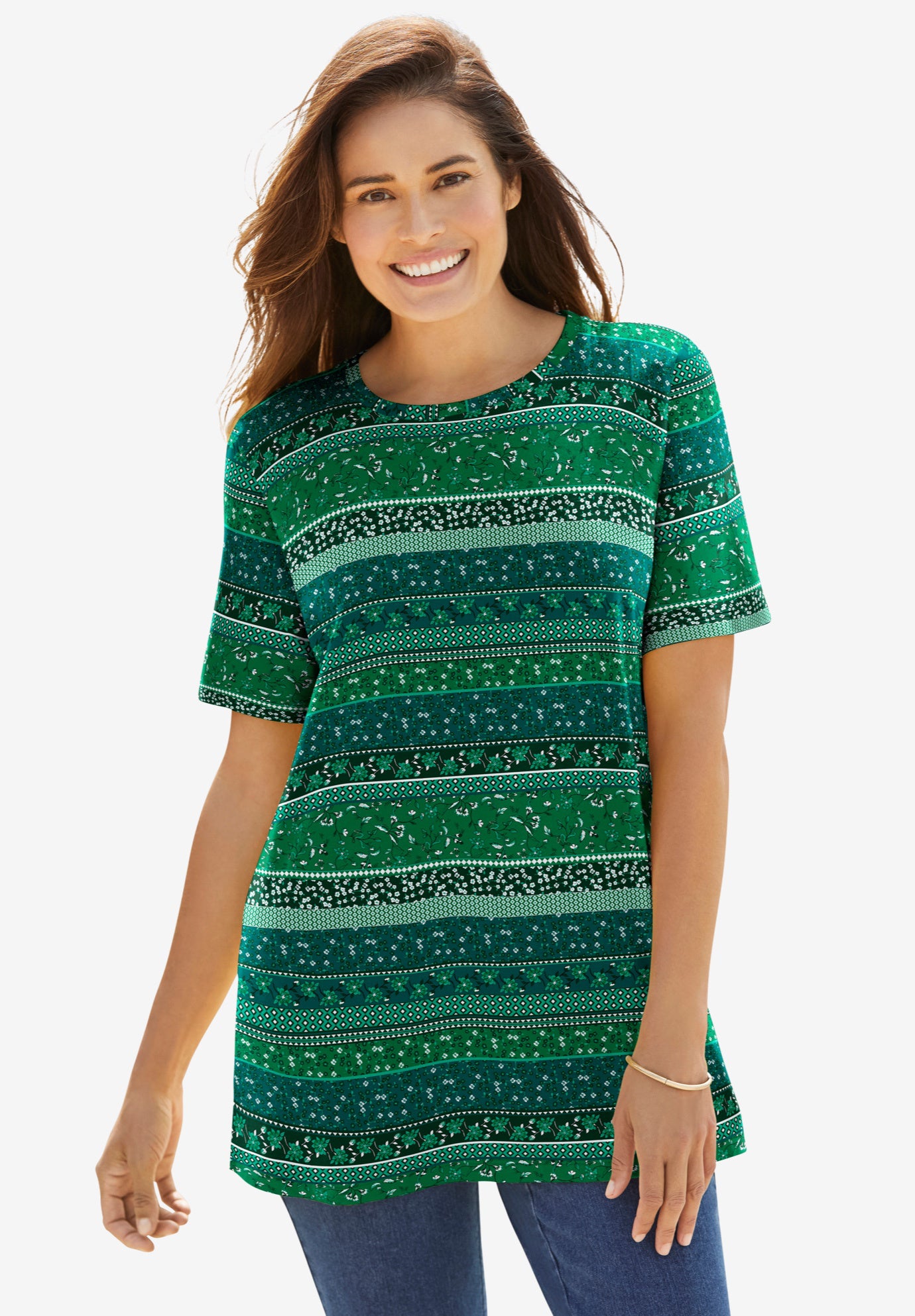 Perfect Printed Short-Sleeve Crewneck Tee image number 0