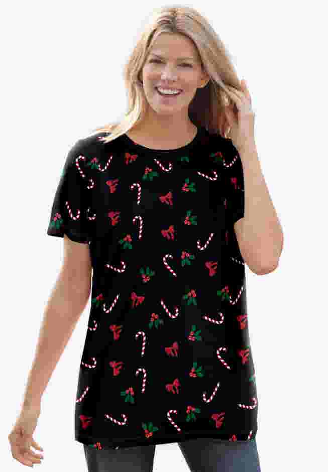 Perfect Printed Short-Sleeve Crewneck Tee image number 0