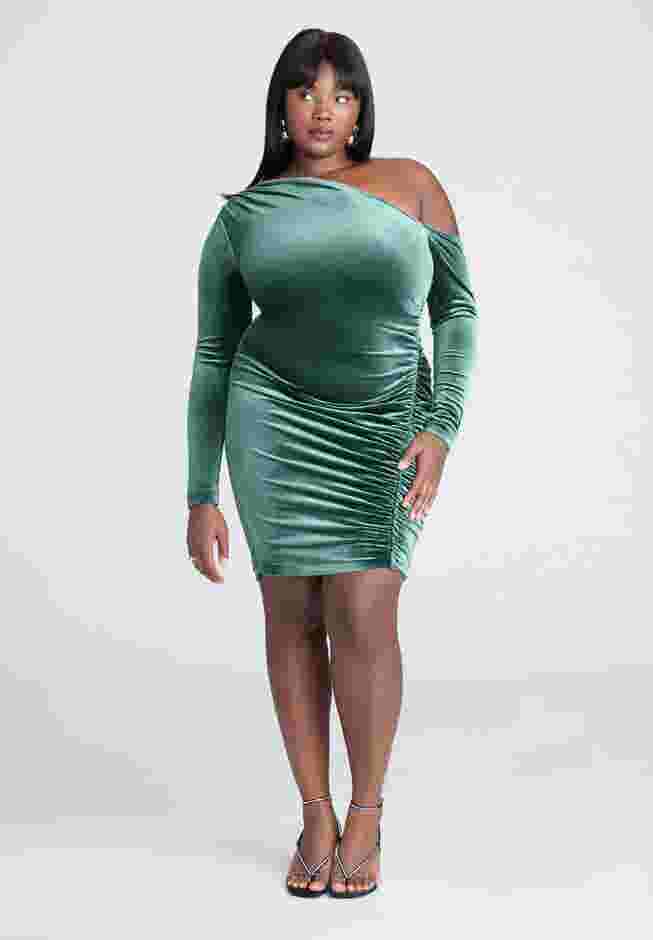 Shirred Velvet Mini Dress image number 0