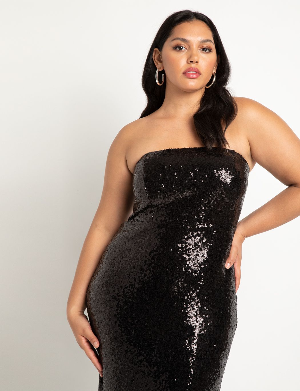 Sequin Gown with Slit image number 1