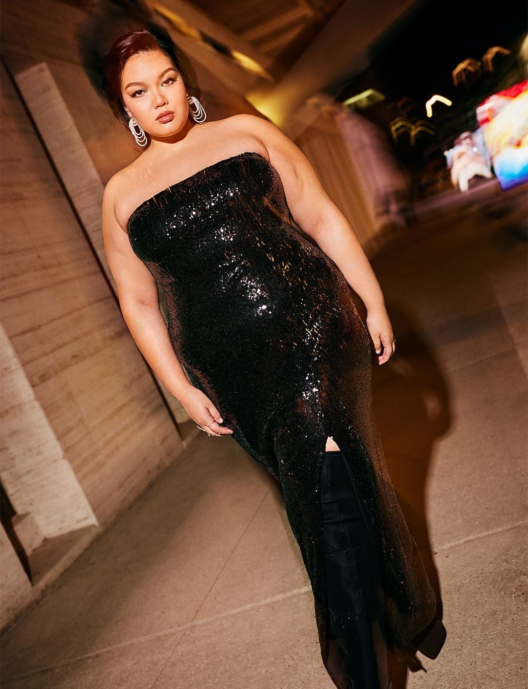 Sequin Gown with Slit image number 3