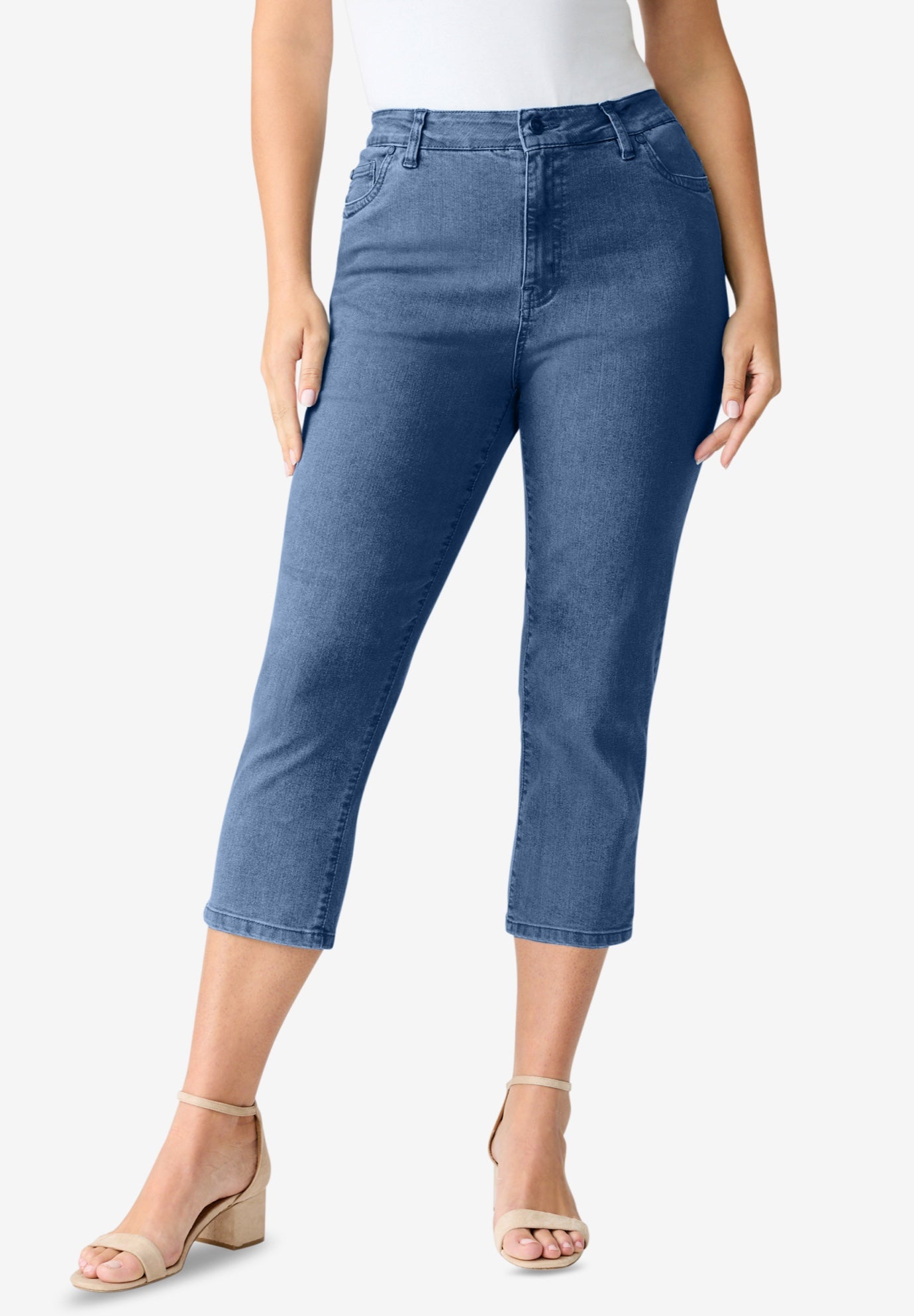 Plus Size Classic Stretch Capri Jean image number 0