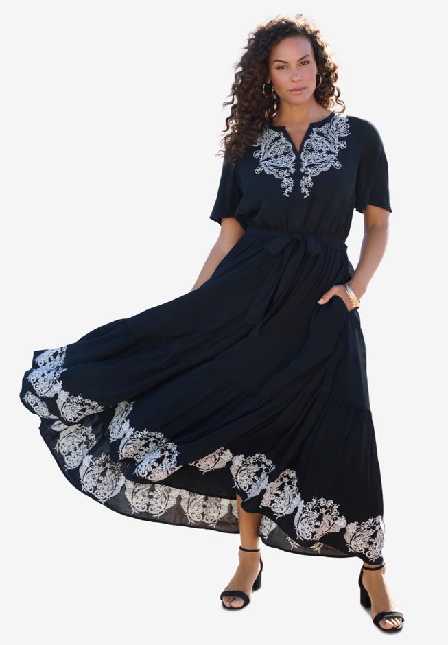 Embroidered Maxi Dress image number null