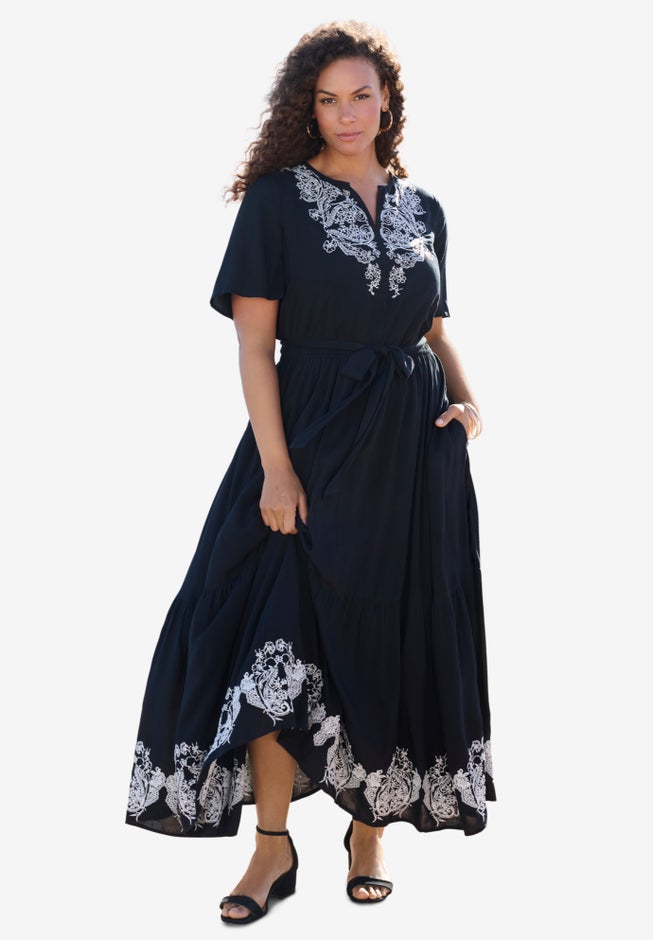 Embroidered Maxi Dress image number null