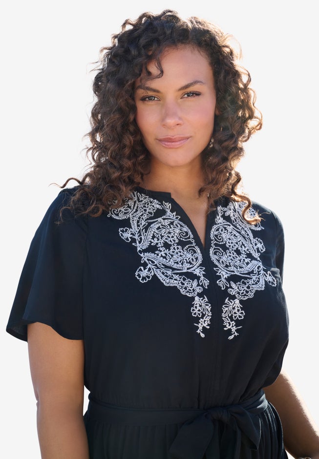 Embroidered Maxi Dress image number null