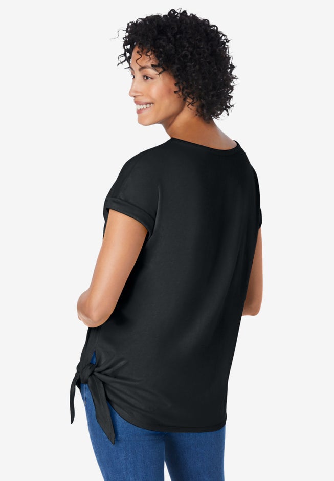 SIDE TIE KNIT TEE image number 1