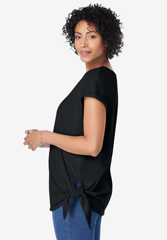 SIDE TIE KNIT TEE image number 2