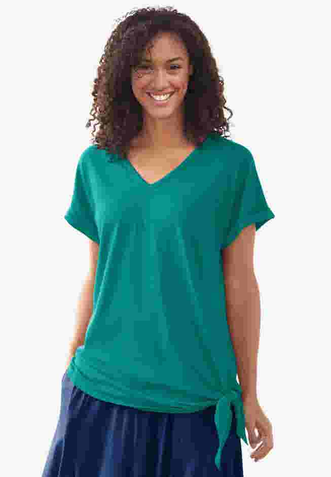 SIDE TIE KNIT TEE image number 0
