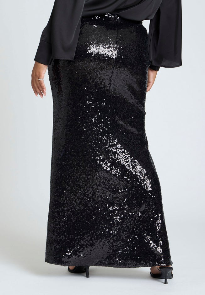 Dramatic Maxi Sequin Skirt With Slit image number 2