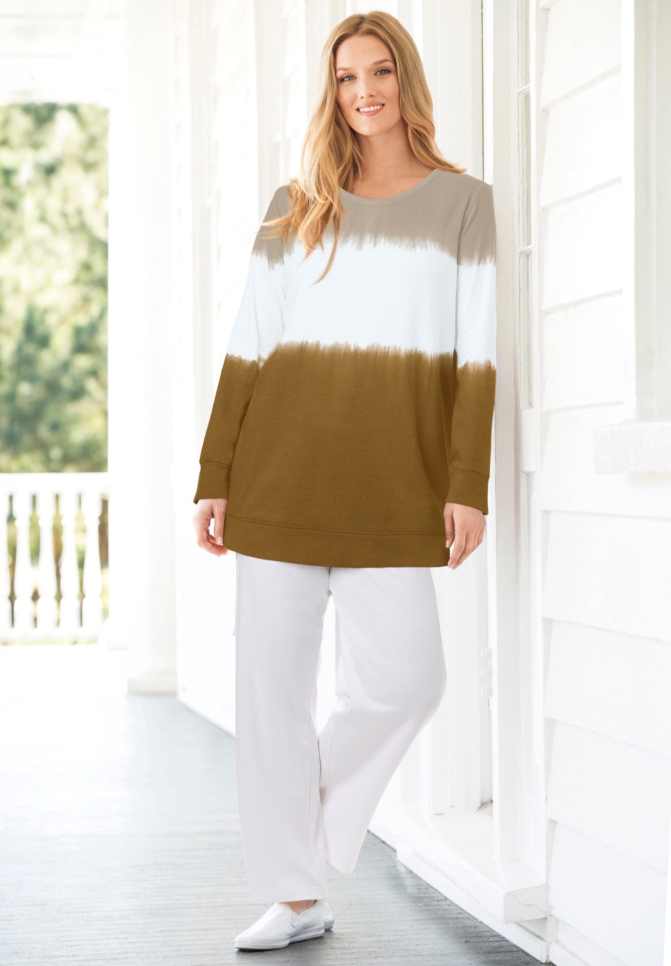 Tie-dyed knit sweatshirt tunic image number 0