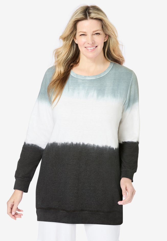 Tie-dyed knit sweatshirt tunic image number 1