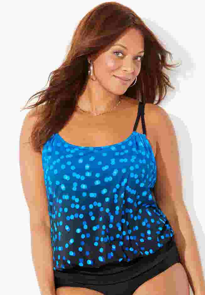 Loop Strap Blouson Tankini Top image number 0
