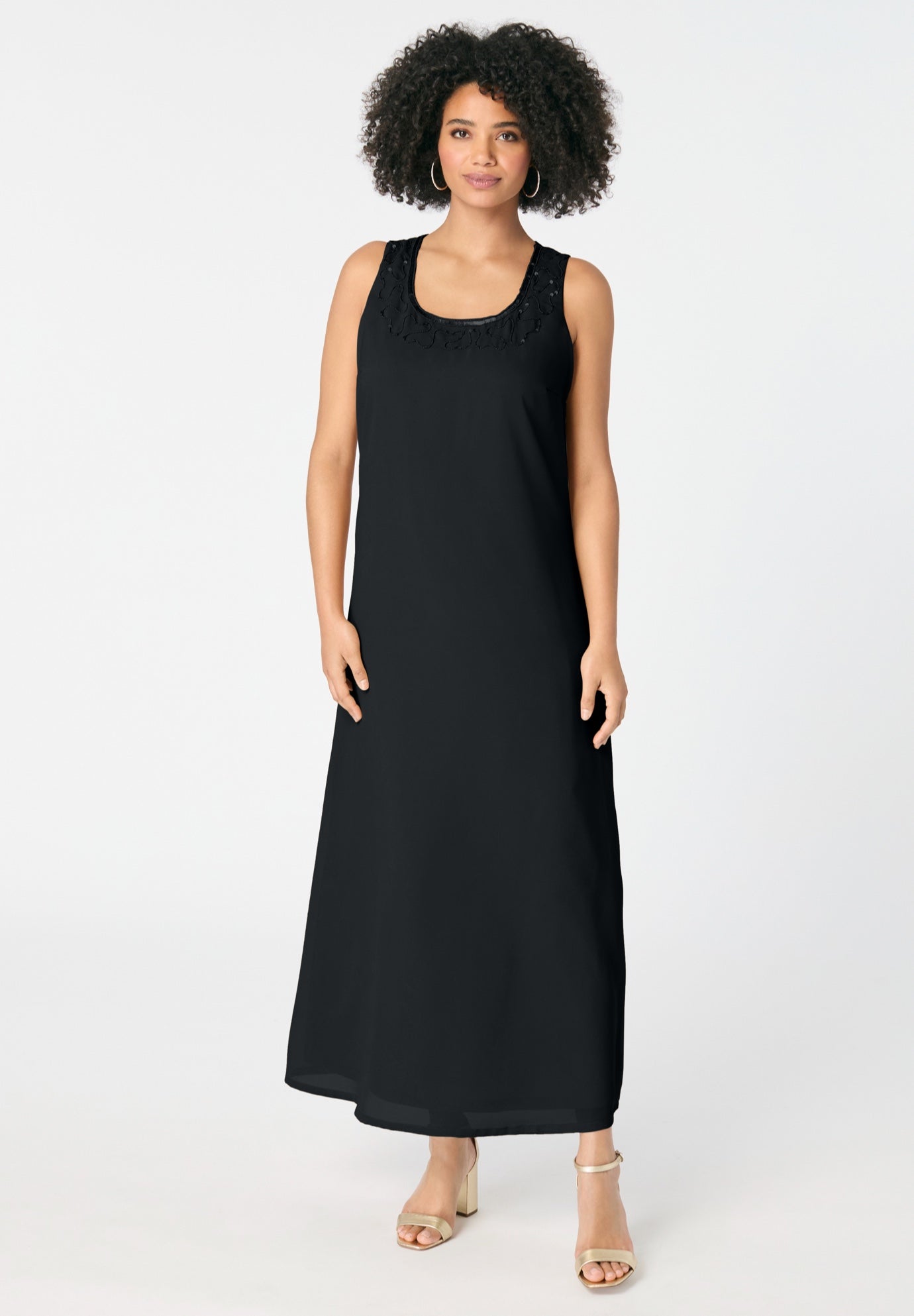 Plus-Size 2 piece Long Sleeve Beaded Georgette Gown Set with Detachable Jacket image number 4