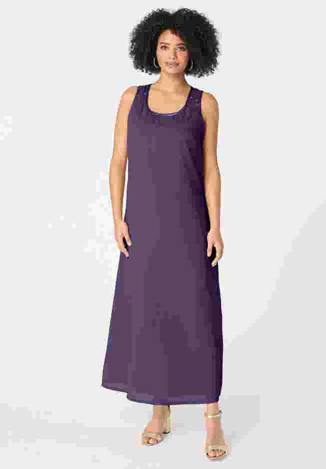 Plus-Size 2 piece Long Sleeve Beaded Georgette Gown Set with Detachable Jacket image number 4