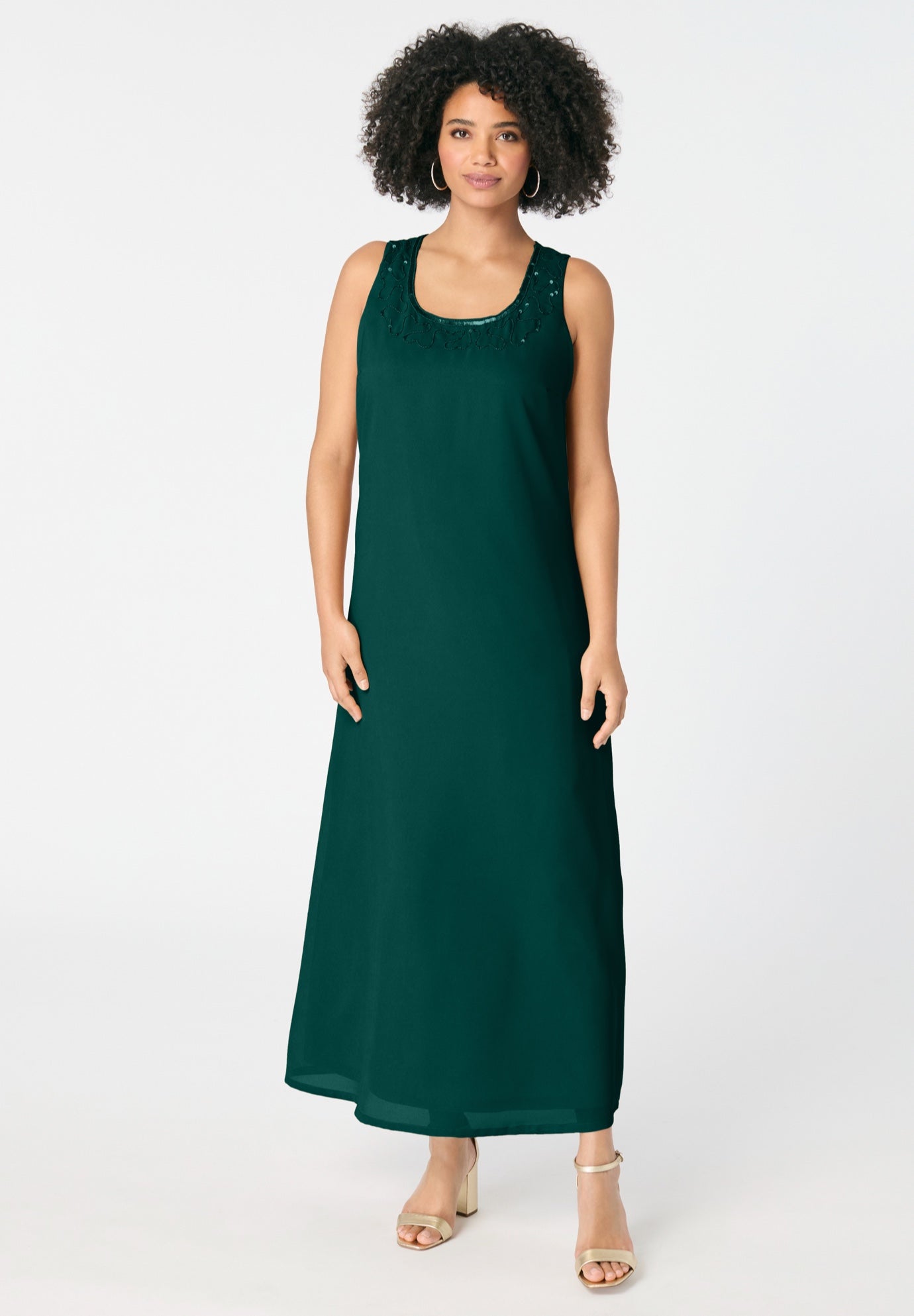 Plus-Size 2 piece Long Sleeve Beaded Georgette Gown Set with Detachable Jacket image number 3