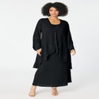 Plus-Size 2 piece Long Sleeve Beaded Georgette Gown Set with Detachable Jacket image number null