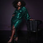 Dolman Sleeve Sequin Dress image number null