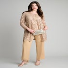 Plus-Size 3 Piece Allover Sequin Lace Jacket and Tank Pant Set image number null