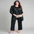 Plus-Size 3 Piece Allover Sequin Lace Jacket and Tank Pant Set image number null
