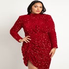 Ruched Sequin Dress image number null