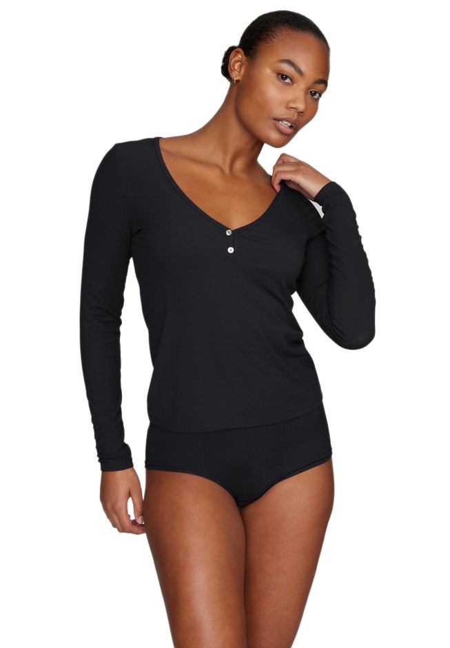 The Button Long Sleeve - Modal Silk Rib image number 1