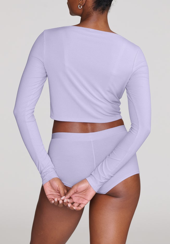 The Cropped Cardigan - Modal Silk Rib image number 2