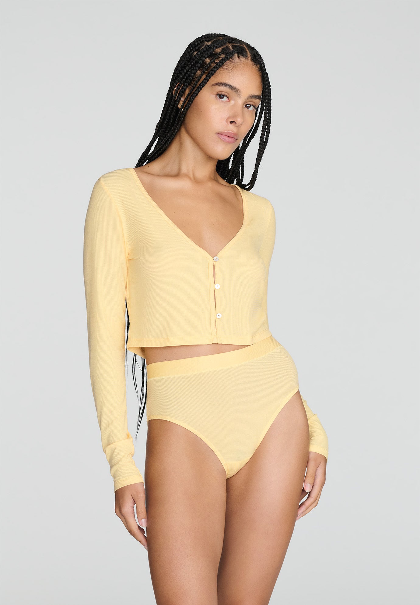 The Cropped Cardigan - Modal Silk Rib image number 0